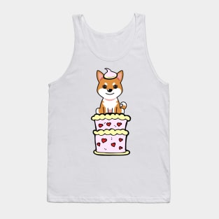 Orange dog Jumping out of a cake Tank Top